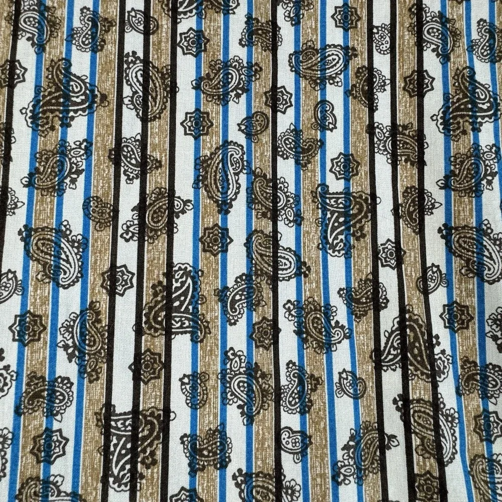 Cinch Modern Fit Snap Button Shirt‎ Men's XL Brown Blue Paisley Striped (1259)